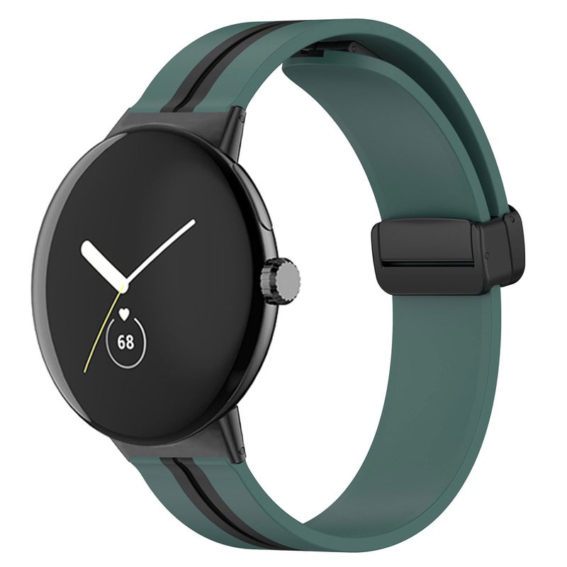 إيروريكس سوار ساعة من السيليكون ثنائي اللون قابل للطي لساعة Google Pixel Watch (أخضر عسكري أسود) - Image 1