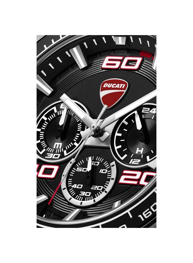 Ducati DT011 Black Dial White Silicone Strap Chronograph Watch for Men - 44mm - Image 4