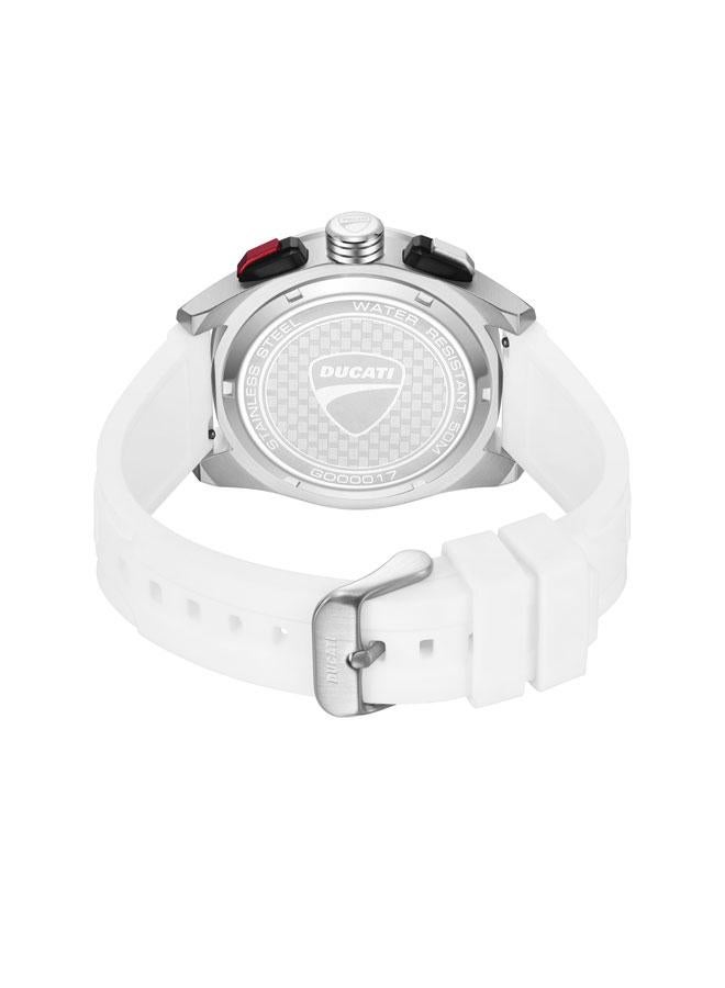 Ducati DT011 Black Dial White Silicone Strap Chronograph Watch for Men - 44mm - Image 3
