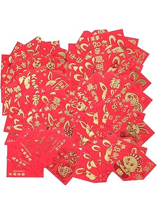 66 Pcs Lunar New Year Red Envelopes Money Packets Hot Stamping Design For Wedding Festival - Image 1