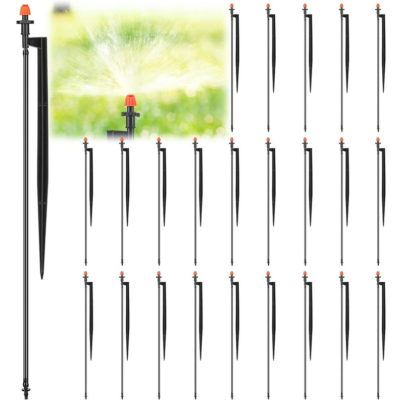 Geelin 25 Pcs Drip Spray Emitters, Micro Sprinkler Heads with Stake, 180 Degree Sprinkler Nozzle with 1/4" Drip Irrigation Tubing for Garden Irrigation System - Image 1