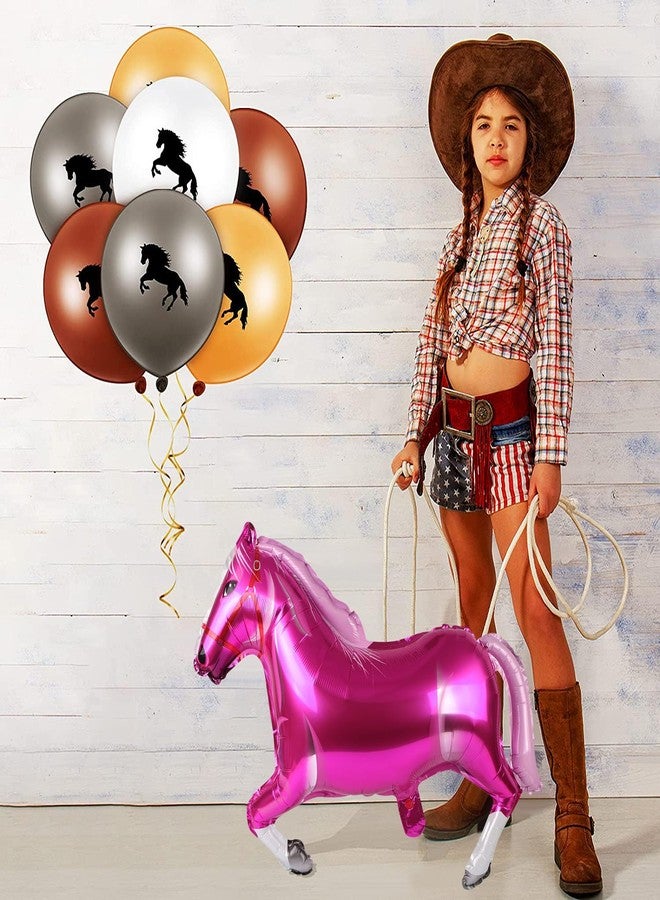 إيفر ماركت قطع من بالونات الحصان الوردية المصنوعة من رقائق الألومنيوم على شكل حصان، بالونات على شكل راعية بقر غربية لأعياد الميلاد وحفلات استقبال المولود وحفلات رعاة البقر، 30 بوصة - Image 5