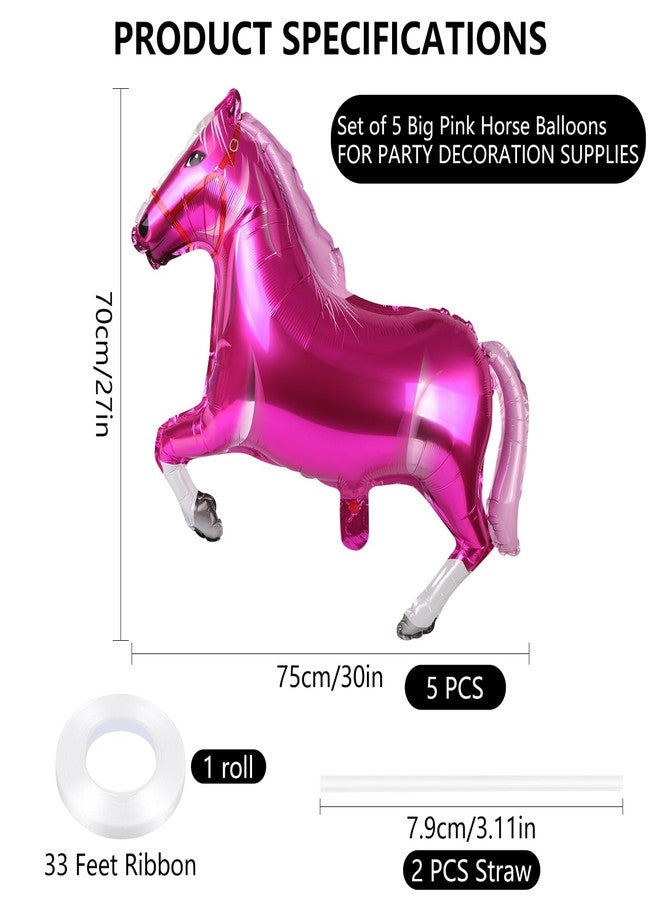إيفر ماركت قطع من بالونات الحصان الوردية المصنوعة من رقائق الألومنيوم على شكل حصان، بالونات على شكل راعية بقر غربية لأعياد الميلاد وحفلات استقبال المولود وحفلات رعاة البقر، 30 بوصة - Image 2
