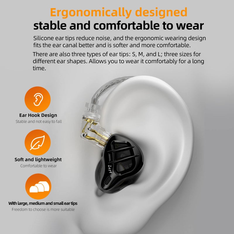 KZ ZAR in-Ear Monitor 7BA+1DD Hybrid Drivers Gaming Earbuds HiFi Bass Noise Isolation IEM, Clarity in All Frequency Stereo Comfort-fit in Ear Headphones for Audio Engineers, Musicians(No Mic) - Image 3