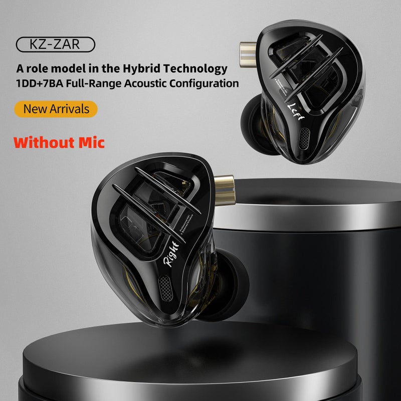 KZ ZAR in-Ear Monitor 7BA+1DD Hybrid Drivers Gaming Earbuds HiFi Bass Noise Isolation IEM, Clarity in All Frequency Stereo Comfort-fit in Ear Headphones for Audio Engineers, Musicians(No Mic) - Image 2