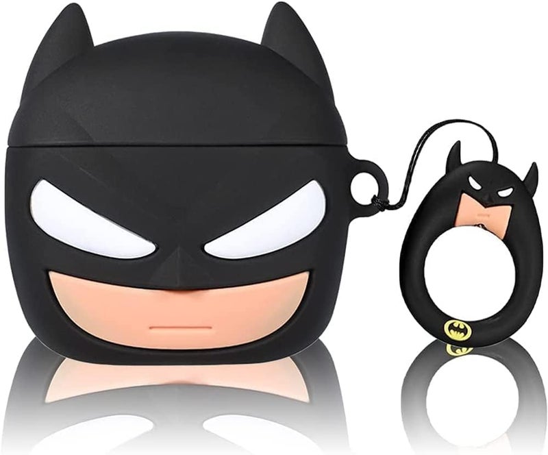 Meyaar Silicone Case for Apple Airpods Pro 3 (2025) Cute Design for Airpods Pro 3 with Keychain Shockproof Protective Case Cover (Bat-Man (Black)) - Image 1