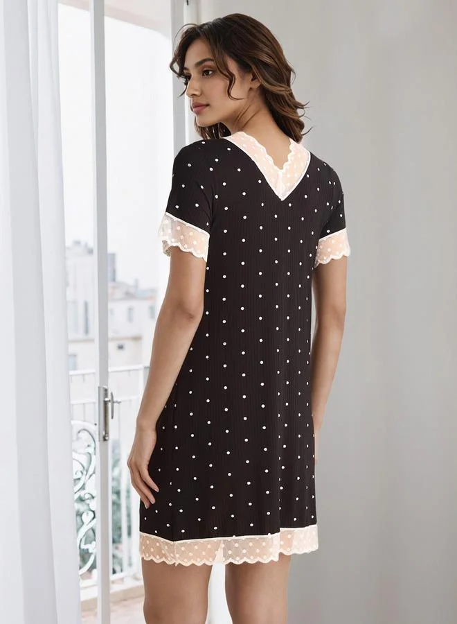 سبلاش فيڤ فستان نوم بدانتيل منقط