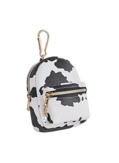 KASTWAVE Printed Cow Pattern Coin Purse, PU Leather Little Backpack Portable Cute Mini Key Chain Bags  for Women, Mini Wallets, Cute Small Change Purse (White)  - Image 1