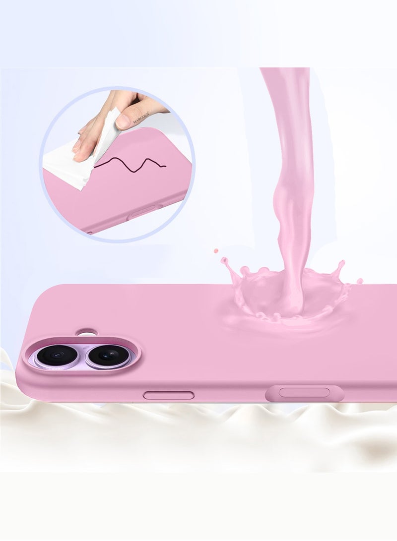 Silicone Protective Phone Case for iPhone 17 - Soft Anti-Scratch Microfiber Lining Ultra Slim Drop Protection Phone Cover - Pink - Image 3