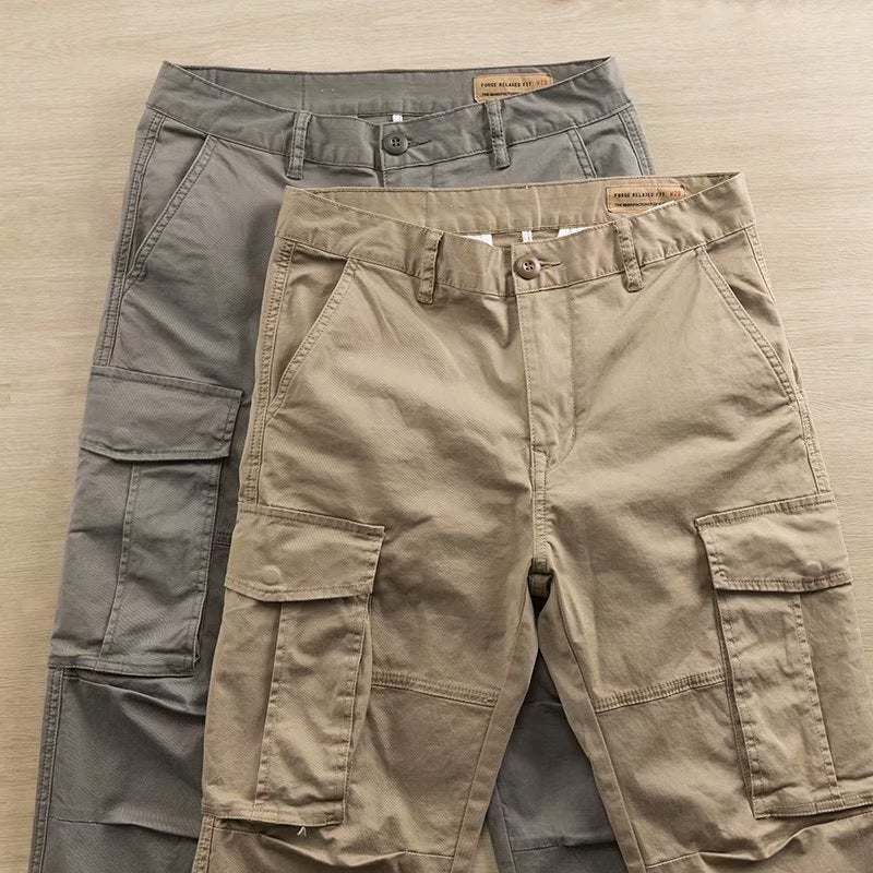 Pure Cotton Work Pants Men'S Wear-Resistant Loose Labor Protection Overalls Electric Welding Auto Repair Large Pocket Work Clothes Pants - Image 3