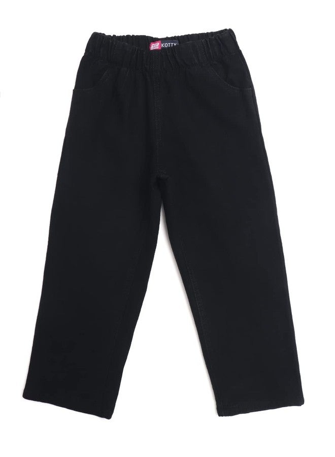 KOTTY Girls Black Regular Solid Jeans (Black1,5-6Years) - Image 1