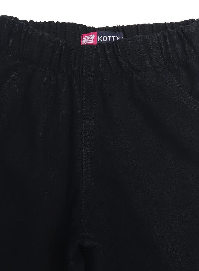 KOTTY Girls Black Regular Solid Jeans (Black1,5-6Years) - Image 2