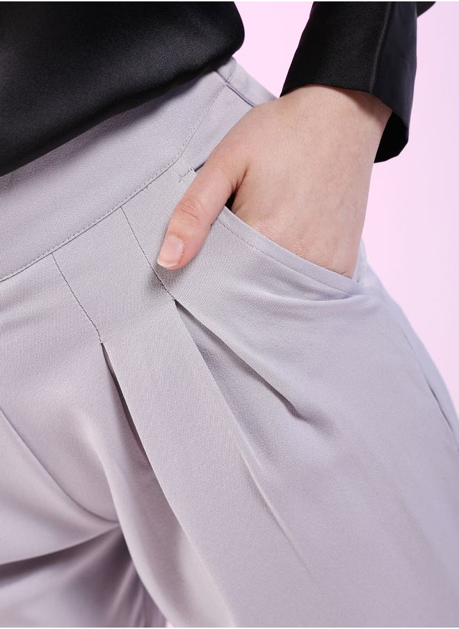 Freehand Women Regular Fit Solid Mid-Rise Pleated Pants  - Image 4
