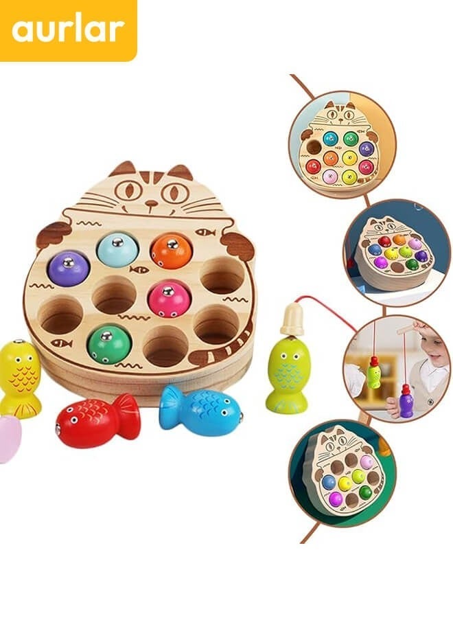 الأورلار ألعاب تعلم للأطفال، لعبة الصيد المغناطيسية الخشبية بنمط مونتيسوري، مجموعة تعليمية لتنسيق اليد والعين وتنمية المهارات الحركية الدقيقة، مثالية للأطفال من عمر 18 شهرًا فأكثر - Image 1