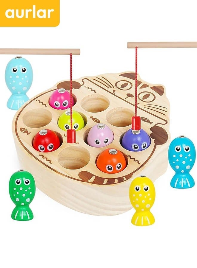 الأورلار ألعاب تعلم للأطفال، لعبة الصيد المغناطيسية الخشبية بنمط مونتيسوري، مجموعة تعليمية لتنسيق اليد والعين وتنمية المهارات الحركية الدقيقة، مثالية للأطفال من عمر 18 شهرًا فأكثر - Image 2