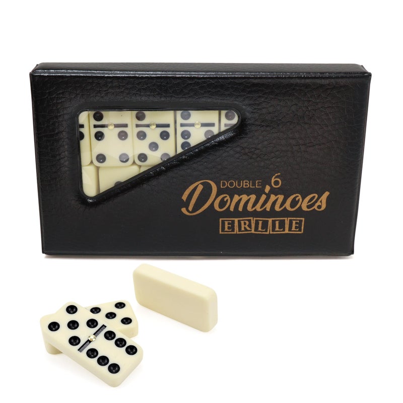 ERLLE Premium Double 6 Dominoes Set Classic Domino Game with Vinyl Case Tiles for Adults Kids Mexican Train Family Game Night - Image 2