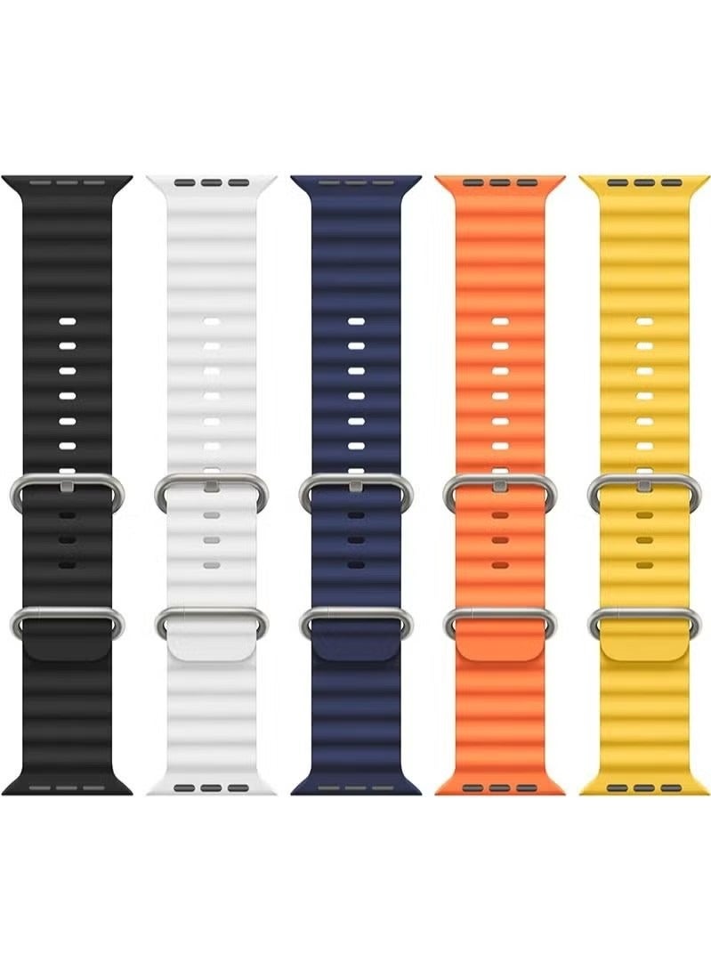 5 Pack Ocean Band Compatible with Apple Watch Ultra Band 49mm 45mm 44mm 42mm Men Women, Soft Silicone Sport Band Replacement Strap for Apple Watch Ultra iWatch Series 8 7 SE 6 5 4 3 2 1 - Image 2