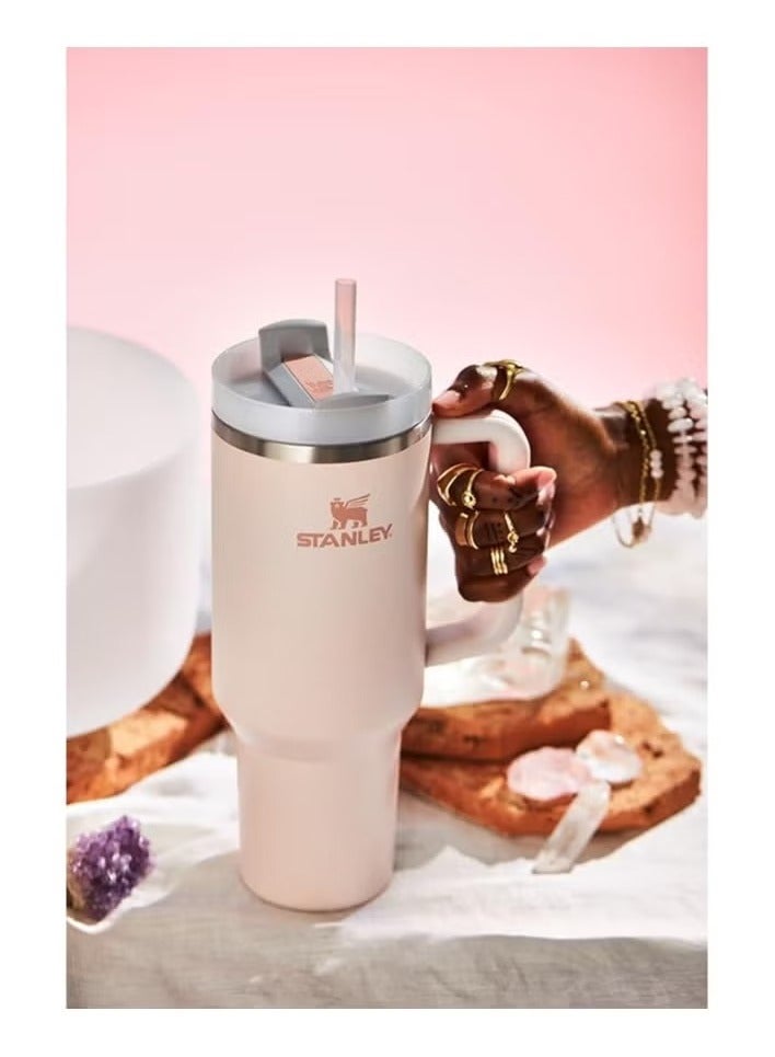 Stanley Stanley cup H2.0 Stainless Steel with Lid and Straw for Water Iced Tea,Coffee and Smoothie,Rose Quartz,40 oz - Image 3