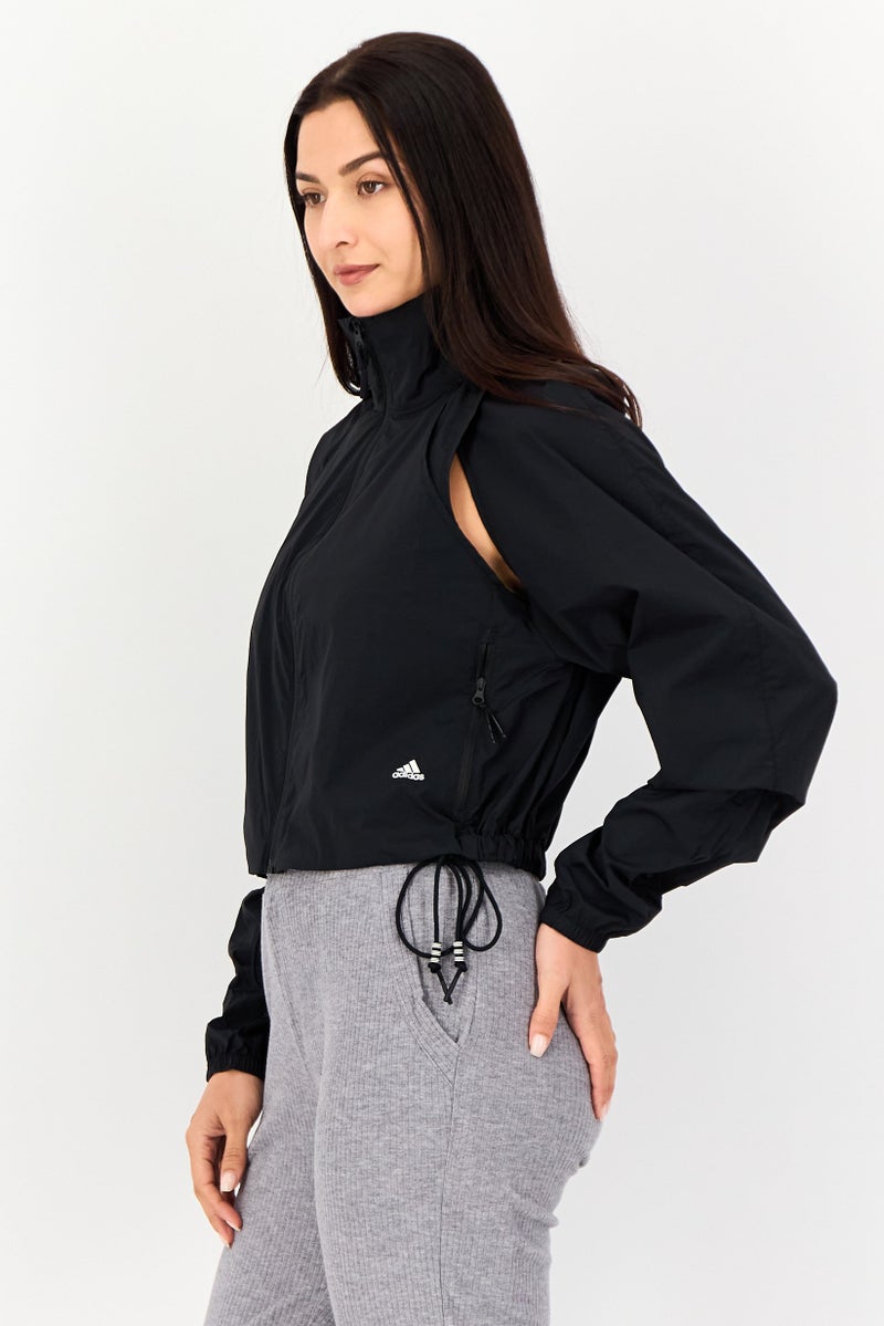 Adidas Women Sportswear Fit Long Sleeve Windbreaker Jacket, Black - Image 3