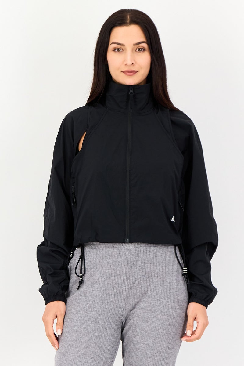 Adidas Women Sportswear Fit Long Sleeve Windbreaker Jacket, Black - Image 1