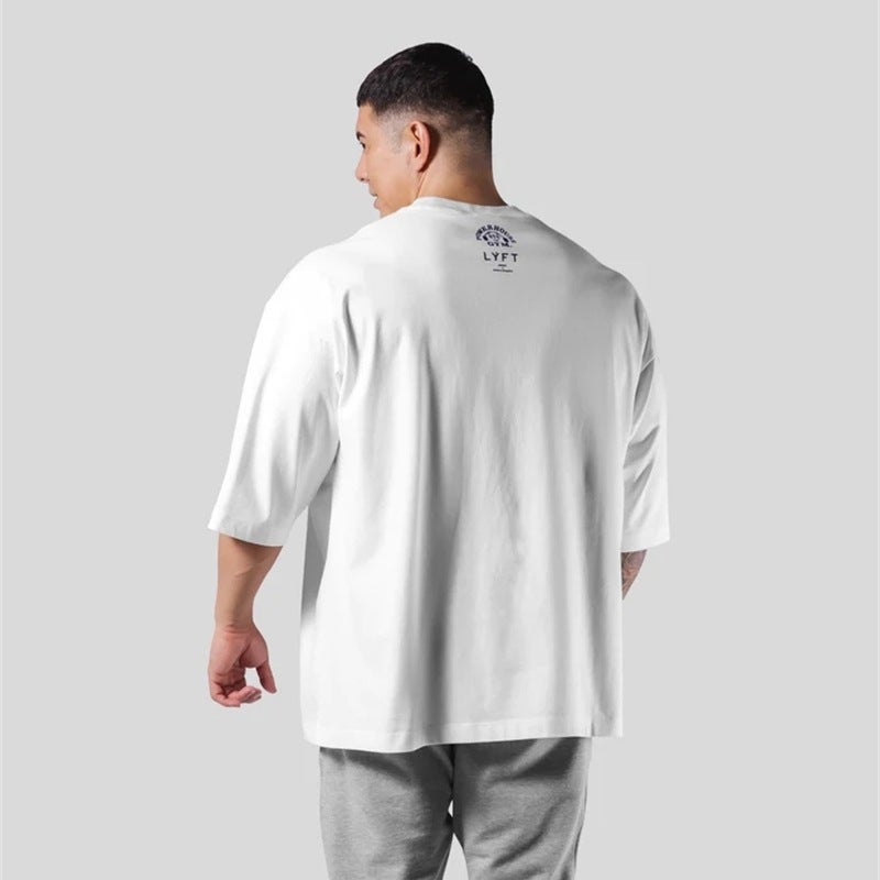 Lyft & Power House Joint Short-Sleeved Men'S Pure Cotton Fitness Clothing T-Shirt Loose Men'S Top - Image 3