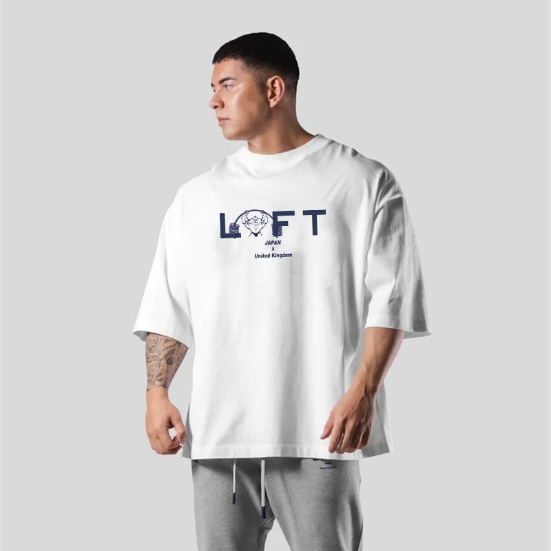 Lyft & Power House Joint Short-Sleeved Men'S Pure Cotton Fitness Clothing T-Shirt Loose Men'S Top - Image 1