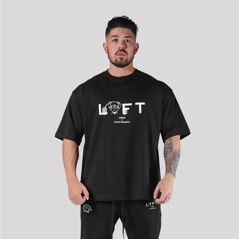 Lyft & Power House Joint Short-Sleeved Men'S Pure Cotton Fitness Clothing T-Shirt Loose Men'S Top - Image 5