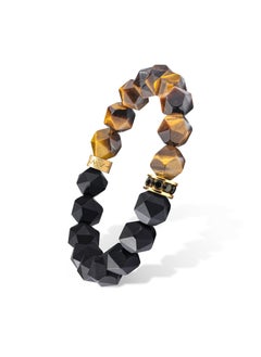 AWNL Men's Beaded Bracelet With Black Onyx and Tiger Eye and 925 Silver Lucky Wheel 10MM Gemstones Bracelet Gift for Men Husband Boyfriend  - Image 3