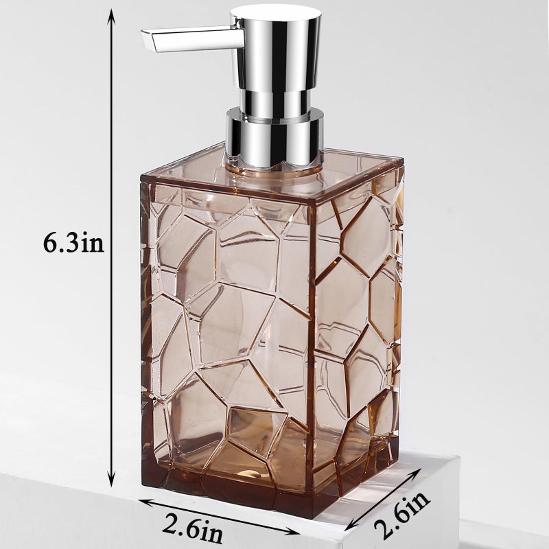 JiatuA Hand Soap Dispenser  Clear Acrylic Plastic Liquid Pump Bottles Refillable Lotion Dispenser For Bathroom Decor Kitchen College Dorm  Light Brown - Image 5