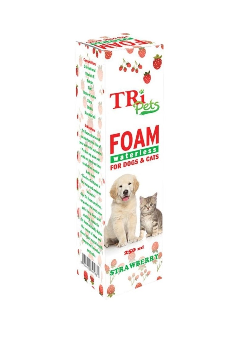 TRI Foam Shampoo with a 🍓 strawberry 🍓 scent, waterless, for cats and dogs ( 250ml ).