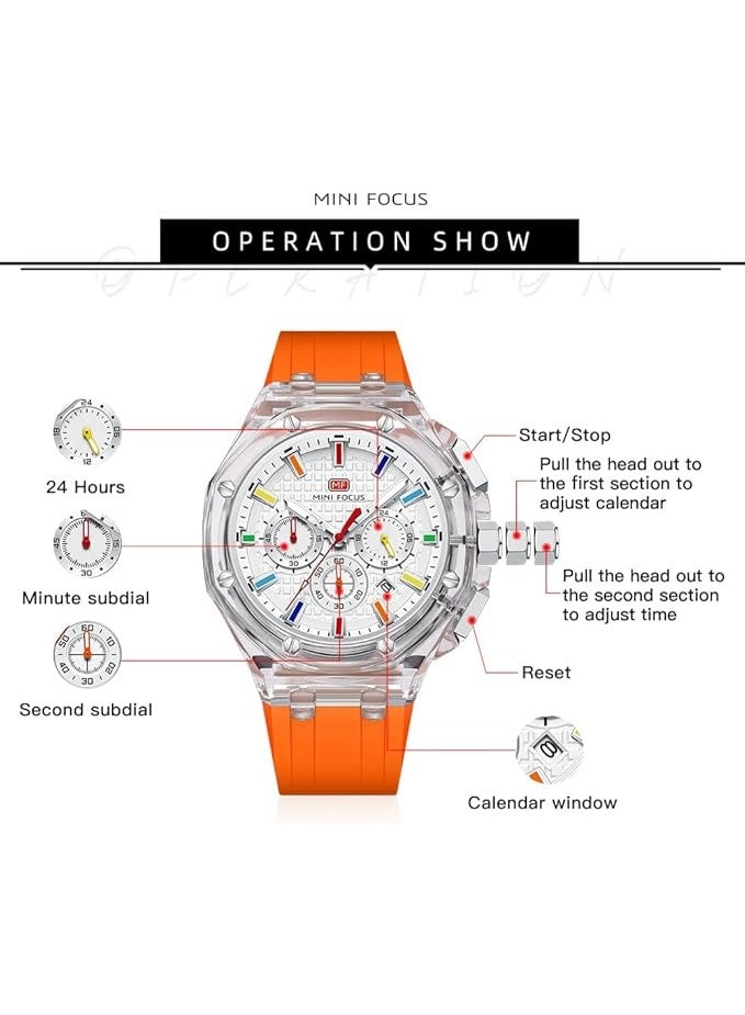 ميني فوكاس MF0616G.05 ساعة يد رجالية رياضية أنيقة بسوار سيليكون  تعمل بنظام كوارتز - Image 4