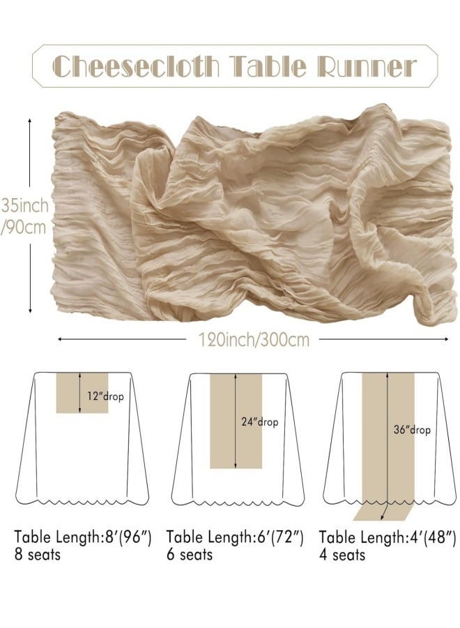 أجناس مفرش طاولة من القماش القطني 35x120 بوصة مفرش طاولة من الشاش بوهو مفرش طاولة من القماش القطني الشفاف مفرش طاولة ريفي شفاف بطول 120 بوصة لعيد الميلاد وحفلات الزفاف وحفلات استقبال المولود الجديد وحفلات أعياد الميلاد وتزيين الطاولات - Image 2