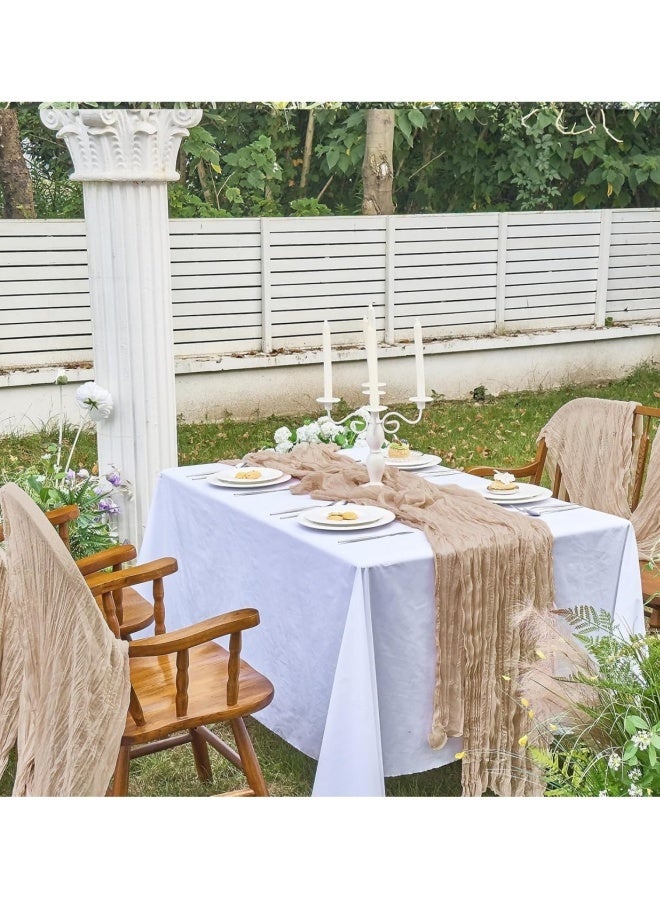 أجناس مفرش طاولة من القماش القطني 35x120 بوصة مفرش طاولة من الشاش بوهو مفرش طاولة من القماش القطني الشفاف مفرش طاولة ريفي شفاف بطول 120 بوصة لعيد الميلاد وحفلات الزفاف وحفلات استقبال المولود الجديد وحفلات أعياد الميلاد وتزيين الطاولات - Image 4
