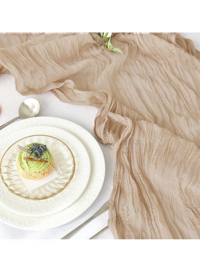 أجناس مفرش طاولة من القماش القطني 35x120 بوصة مفرش طاولة من الشاش بوهو مفرش طاولة من القماش القطني الشفاف مفرش طاولة ريفي شفاف بطول 120 بوصة لعيد الميلاد وحفلات الزفاف وحفلات استقبال المولود الجديد وحفلات أعياد الميلاد وتزيين الطاولات - Image 3