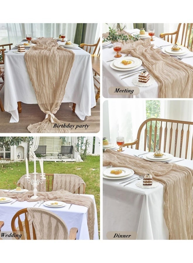 أجناس مفرش طاولة من القماش القطني 35x120 بوصة مفرش طاولة من الشاش بوهو مفرش طاولة من القماش القطني الشفاف مفرش طاولة ريفي شفاف بطول 120 بوصة لعيد الميلاد وحفلات الزفاف وحفلات استقبال المولود الجديد وحفلات أعياد الميلاد وتزيين الطاولات - Image 5