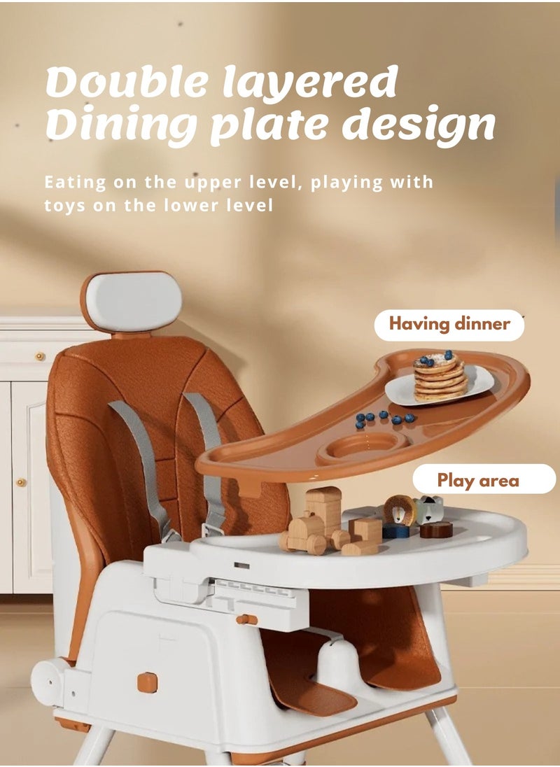 Moms Magic Baby High Chair – 2-in-1 High & Low Chair, Adjustable Tray, 5-Point Seat Belt, 2-Position Backrest, Removable Basket, Easy Folding  - Image 3