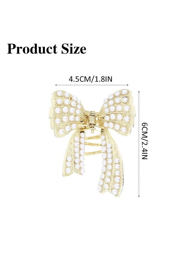 بريني مشابك شعر لؤلؤية من المعدن الذهبي مع مشابك شعر على شكل فيونكة ومشابك شعر غير قابلة للانزلاق وإكسسوارات شعر للنساء والفتيات (عبوة من قطعتين) - Image 4