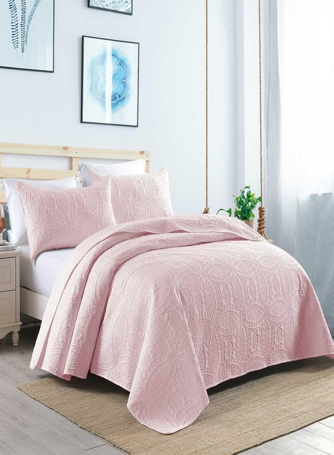 Boryard 3-Piece Queen Quilt Set, Lightweight Soft Full Size Quilt Bedspread Coverlet (90x90 inches) with 2 Pillow Shams (20x26 inches), Pink - Image 3