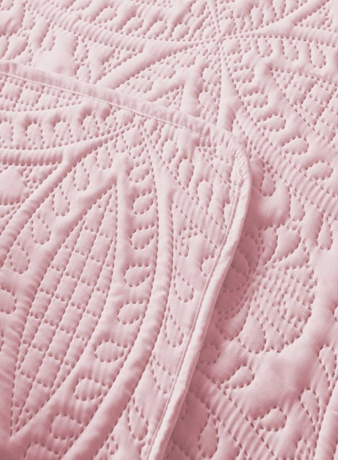 Boryard 3-Piece Queen Quilt Set, Lightweight Soft Full Size Quilt Bedspread Coverlet (90x90 inches) with 2 Pillow Shams (20x26 inches), Pink - Image 5