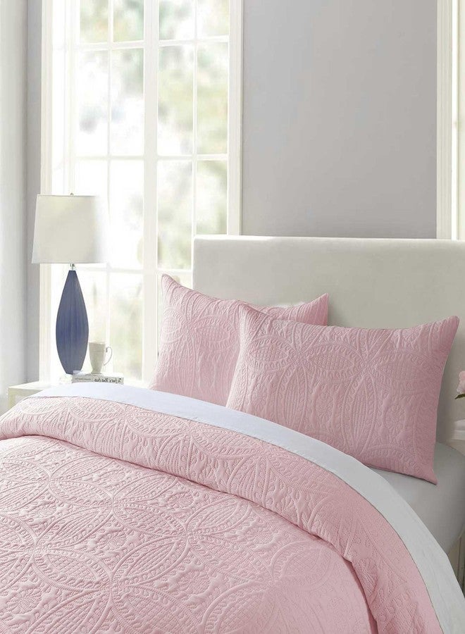 Boryard 3-Piece Queen Quilt Set, Lightweight Soft Full Size Quilt Bedspread Coverlet (90x90 inches) with 2 Pillow Shams (20x26 inches), Pink - Image 4