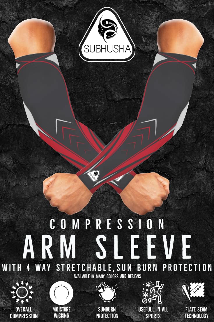 SUBHUSHA Arm Sleeve Unisex Sports Compression Sun Protection UV UPF 50 Cooling Sleeve Tattoo Cover Up Men & Women Cycling Cricket Biking Riding Golf Football Basketball & Running DP13 - Image 4