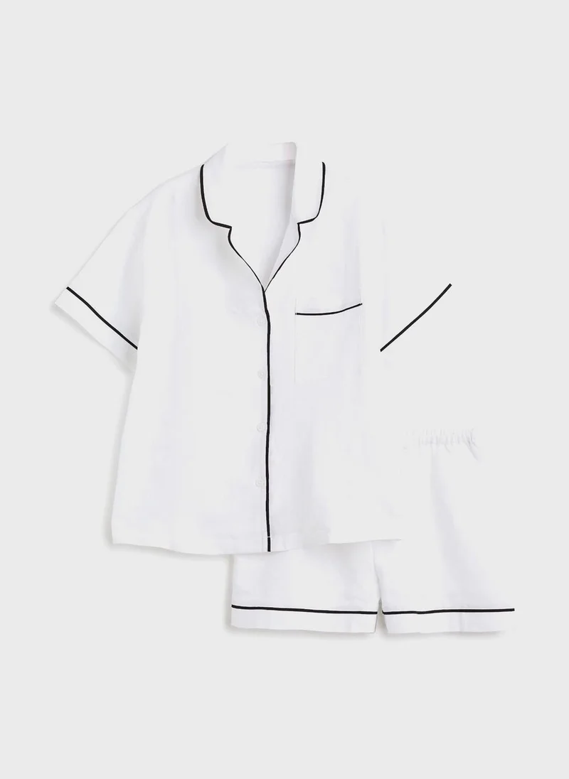 H&M Linen-Blend Shirt and Shorts Set