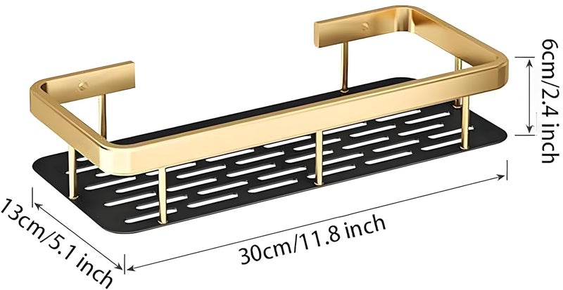 Multipurpose Self-Adhesive Aluminium Bathroom Wall Mounted Storage Organizer Shelf Holder/Rack/Bathroom Accessories (Pack of 2, Black) - Image 2