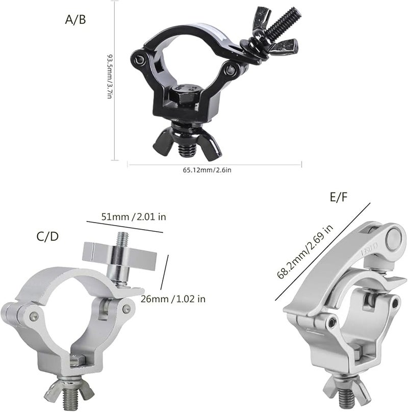 2 قطعة من مشبك إضاءة المسرح المتين 32 مم إلى 35 مم حامل أنبوب معدات حفلات محترفة - Image 5