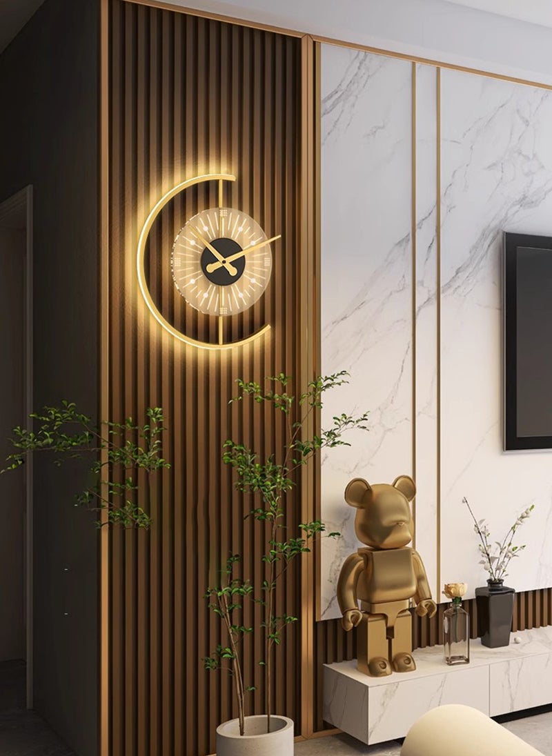 Onelight Clock Wall Lamp  with LED, Luxury Creative Decorative Clock Light, Living Room Wall Light, Bedroom Bedside Light, 3 Color Lights Can Be Adjusted - Image 1