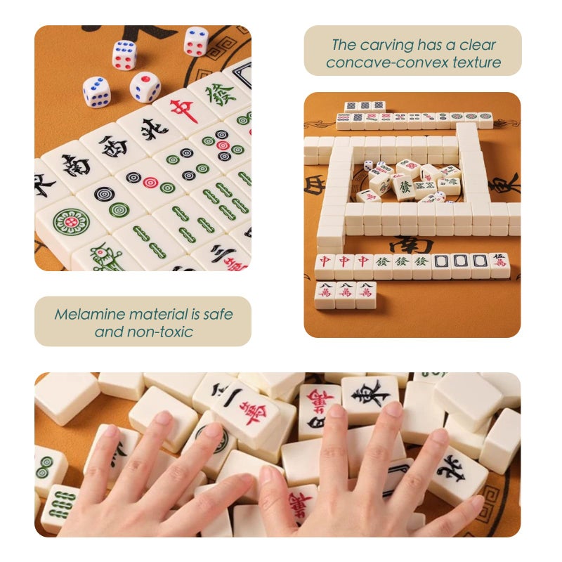SEAMEW Professional Traditional Chinese Mahjong Set ä¸­å¼éº»å°‡ - 30mm 146 Tiles Green & White Melamine with Dice Wind Indicator Storage Case Green - Image 4