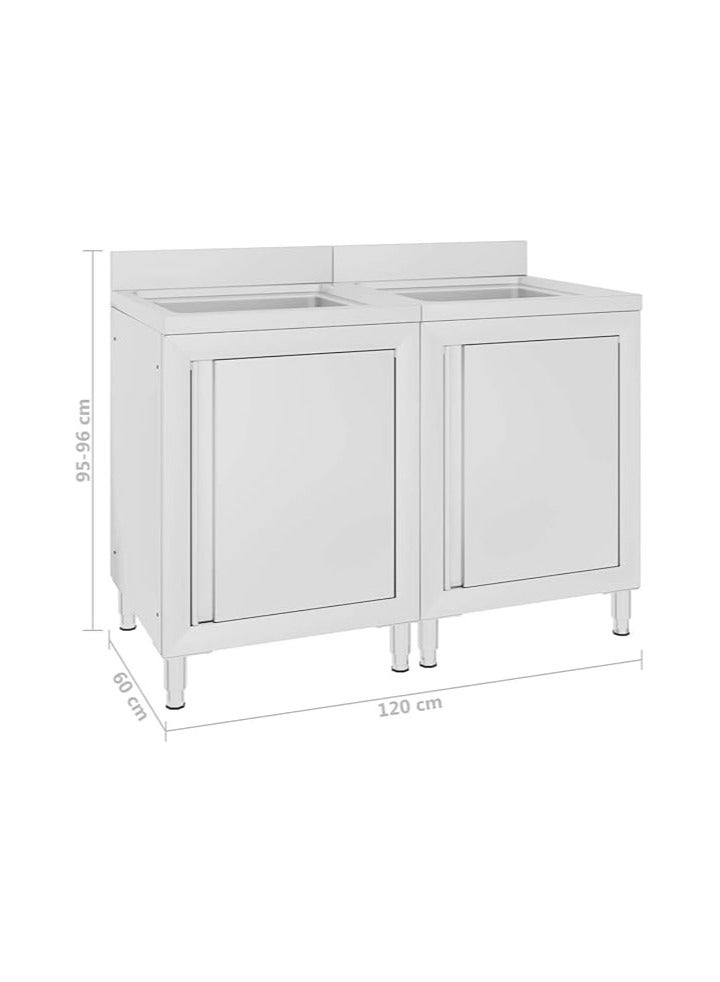AL KHAYAM Food Service Commercial Kitchen Sink Cabinets 2 pcs Stainless Steel  - Image 1