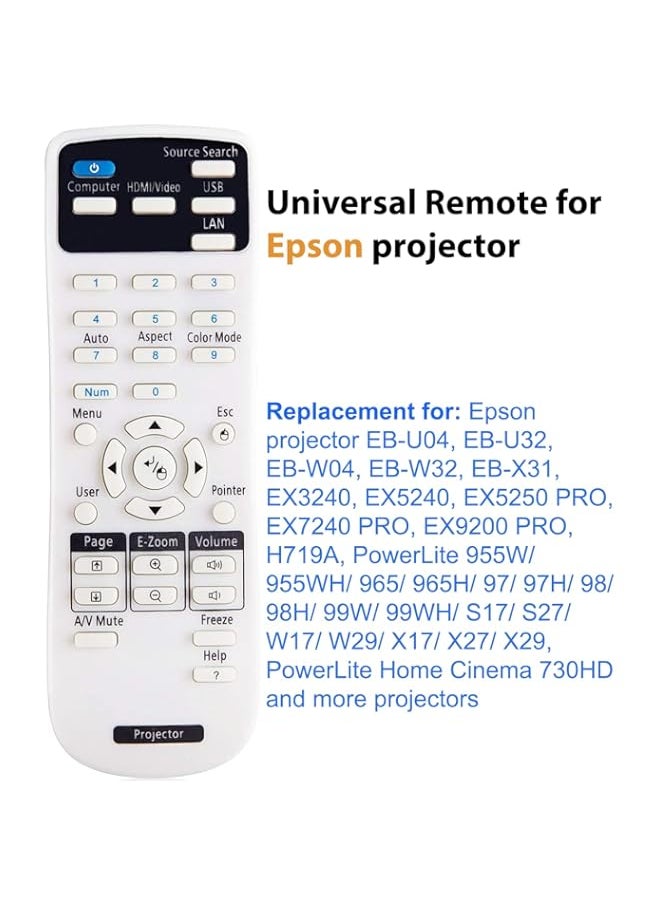 Generic - Universal Projector Remote Control, Compatible with All Epson Projector, Home Cinema, Powerlite, EB, EX, VS, BrightLink, EMP Series Projectors - Image 1