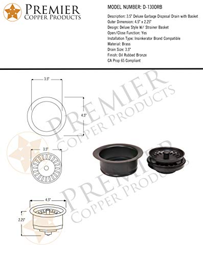Premier Copper Products D-130ORB 3.5-Inch Deluxe Garbage Disposal Drain with Basket, Oil Rubbed Bronze - Image 4