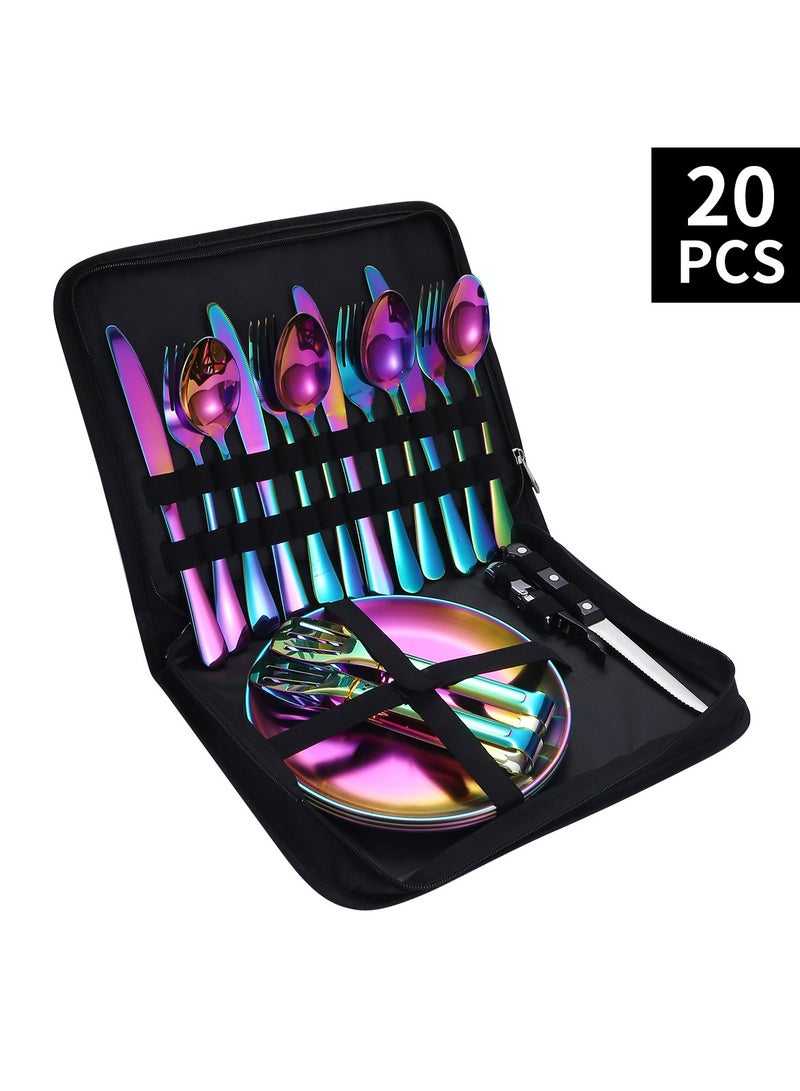 KUYING Stainless Steel Tableware Set Of 20 Pieces Western Knife Fork Spoon Set  - Image 1